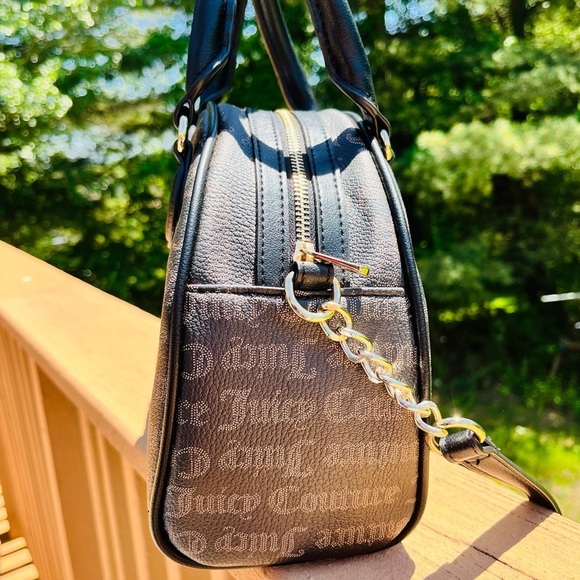 Juicy Couture Dome Satchel & Wallet Set Gothic Logo Black Crossbody Bag NWT - Picture 6 of 9